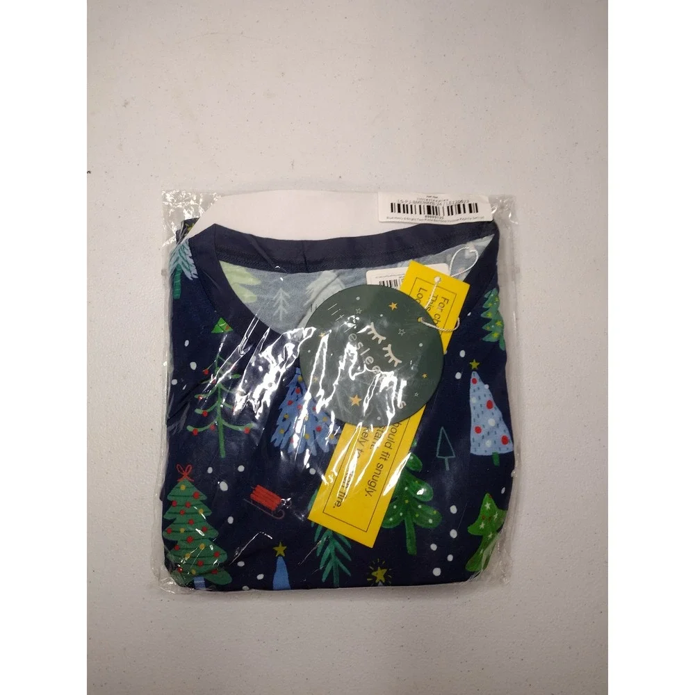 Little Sleepies Blue Merry & Bright Two-Piece Bamboo Viscose Pajama Set Size 16